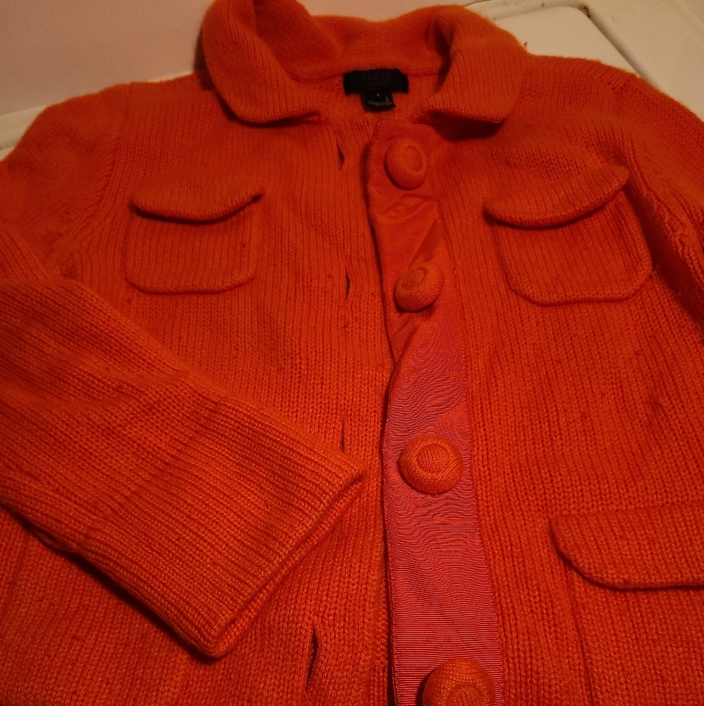 J Crew Orange Cardigan Sweater